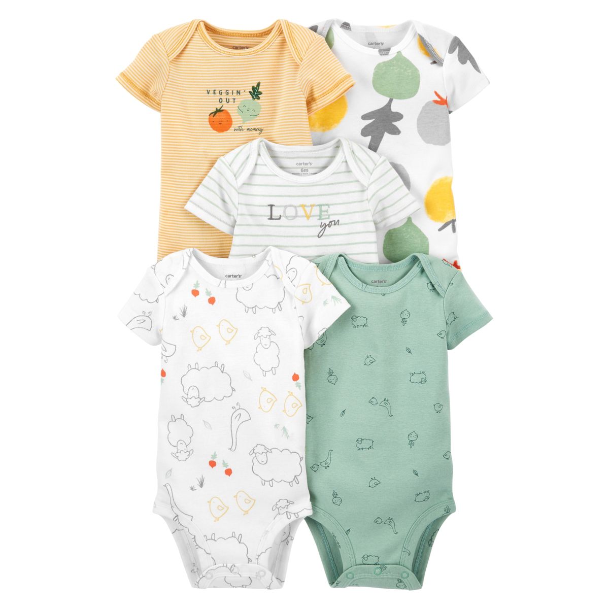 CARTER'S - Bodies Algodón Manga Corta Pack 5 Unidades Unisex Bebé Carter's