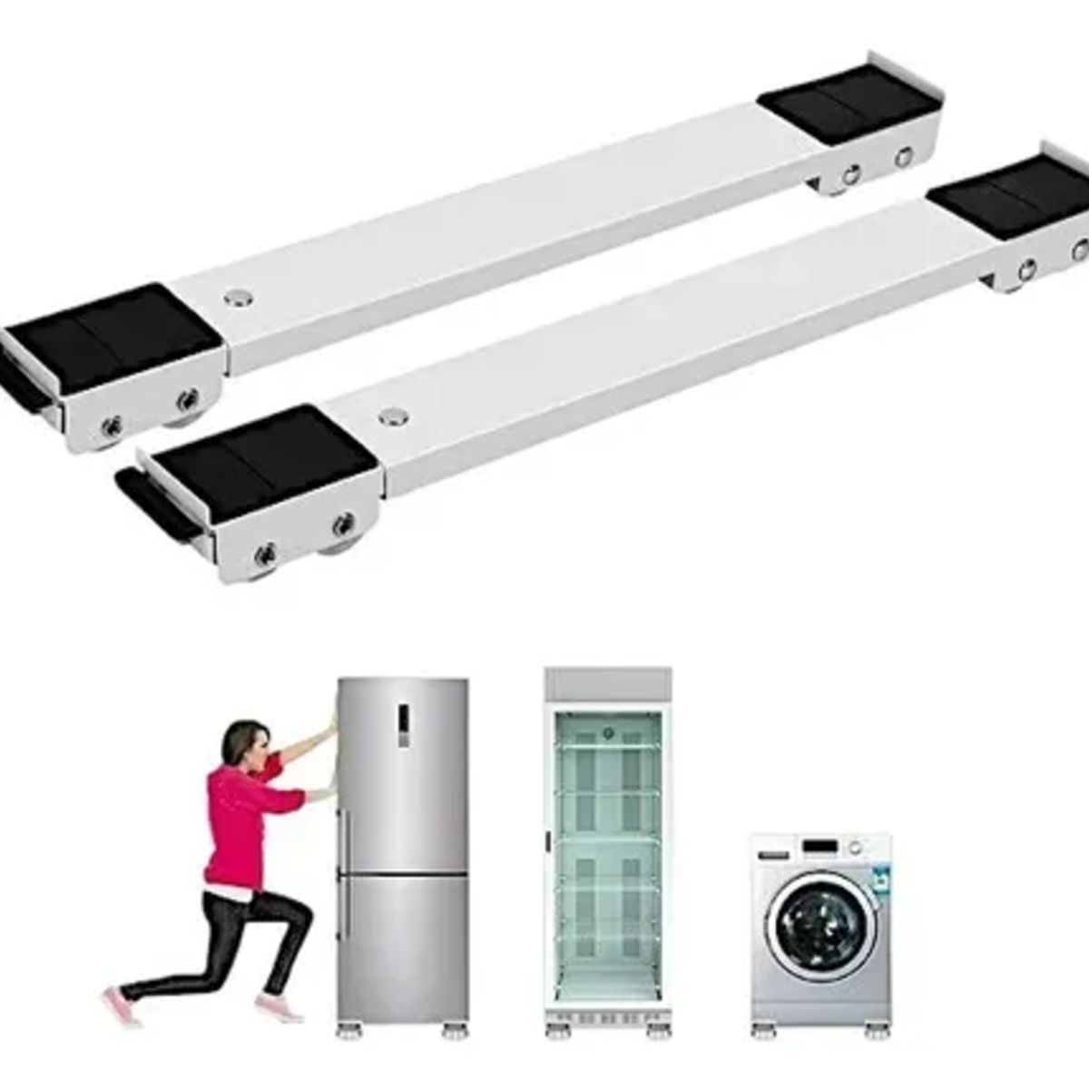 IRM - Soporte De Muebles Con Ruedas Y Freno Base Ajustable Rodillo Lavadora Refrigerador FIGOIMPORT
