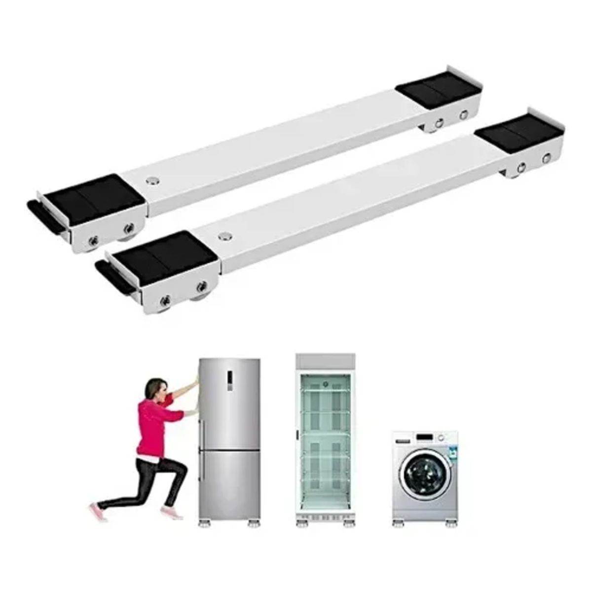 IRM - Soporte De Muebles Con Ruedas Y Freno Base Ajustable Rodillo Lavadora Refrigerador FIGOIMPORT
