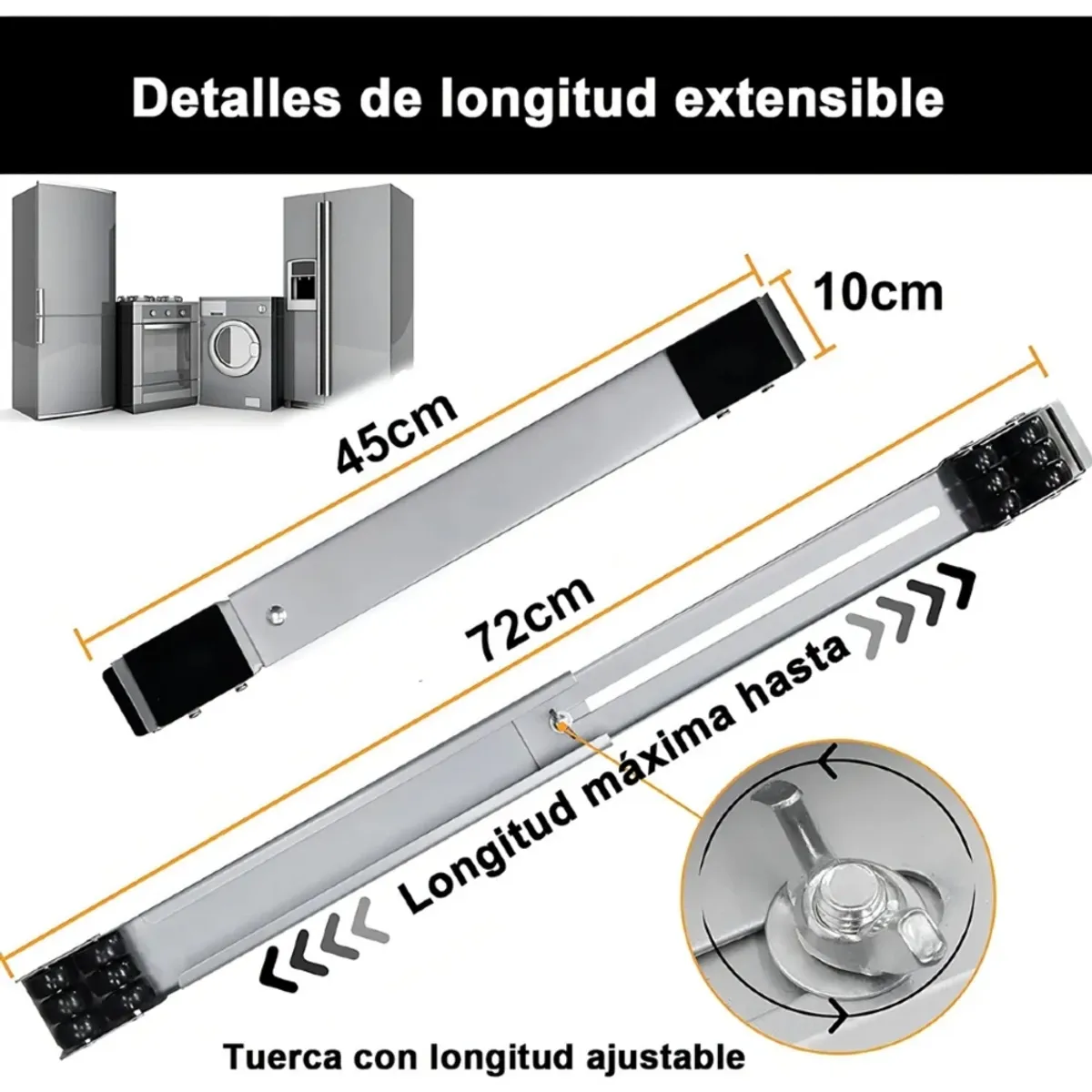 IRM - Soporte De Muebles Con Ruedas Y Freno Base Ajustable Rodillo Lavadora Refrigerador FIGOIMPORT