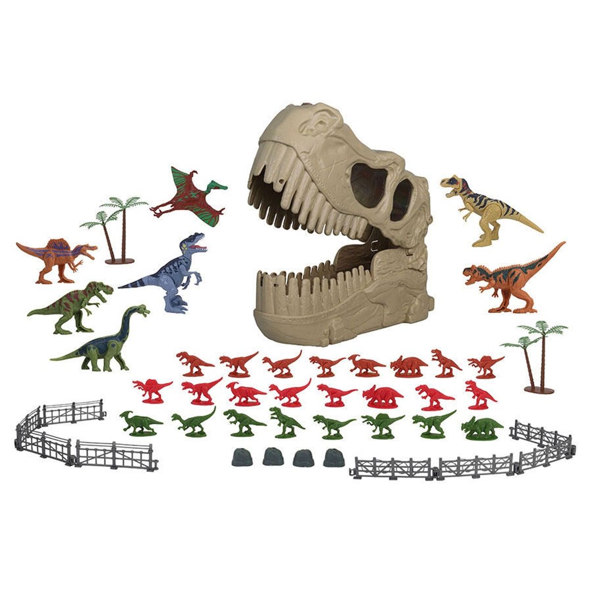 GENERICO - Set Cabeza Dinosaurio Transportable, Con 45 Accesorios.