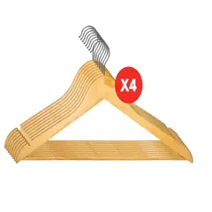 GENERICO - Pack X4 Set 8 Colgadores De Madera 32 Uni Ganchos Perchas