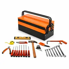 SPACE HOME - Kit de Herramientas 34 Piezas con Caja Organizadora Metálica