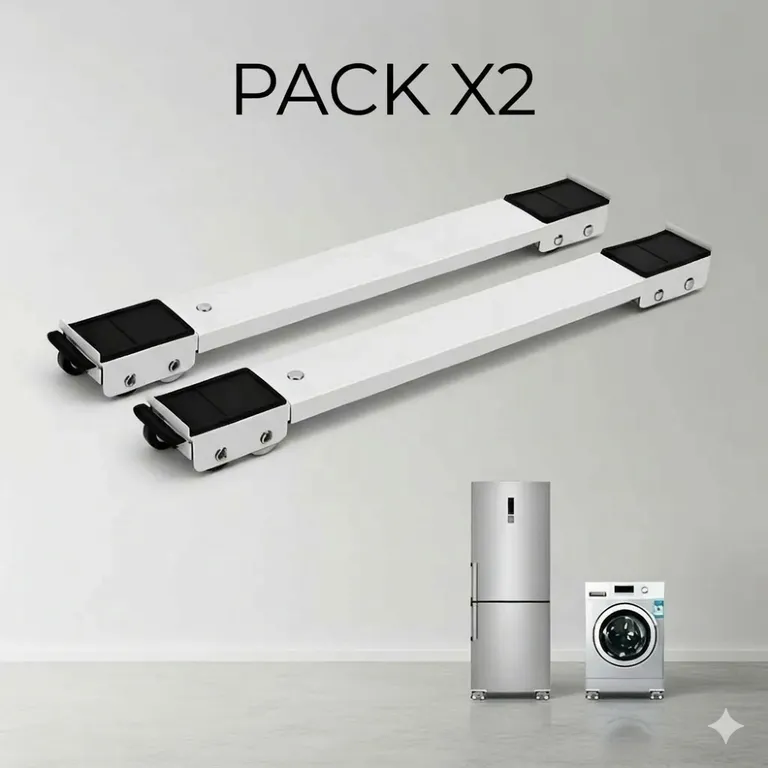 IRM Base Movil Refrigerador Lavadora Soporte Pack 2 Extensible Con Ruedas Freno 500kg FIGOIMPORT