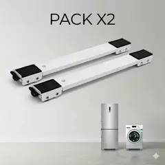 IRM - Base Movil Refrigerador Lavadora Soporte Pack 2 Extensible Con Ruedas Freno 500kg FIGOIMPORT