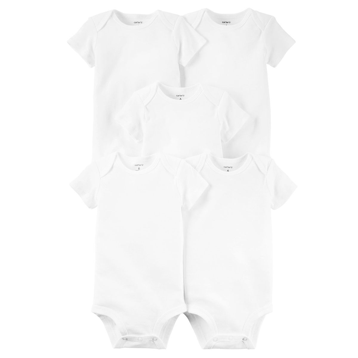 CARTER'S - Pack 5 Bodys Básicos Manga Corta Algodón Bebé Unisex Carter's