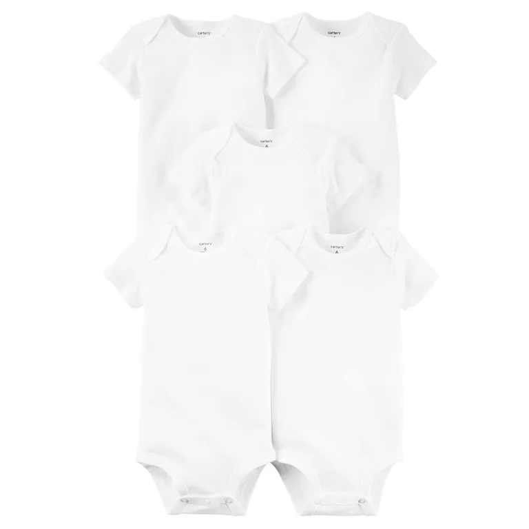 Pack 5 Bodys Básicos Manga Corta Algodón Bebé Unisex