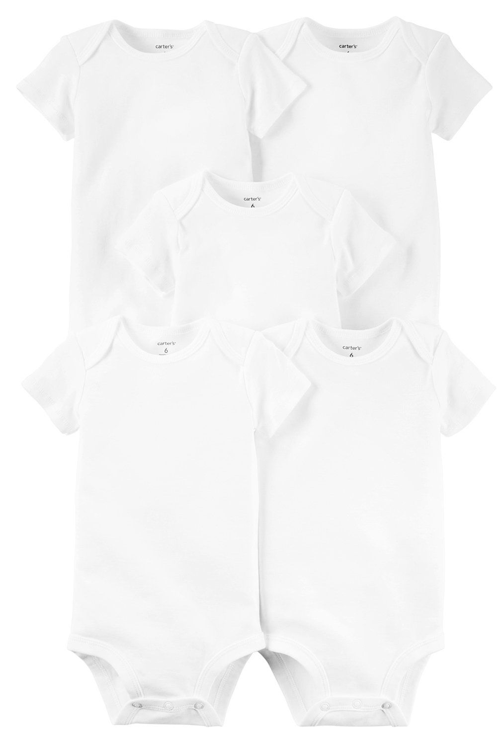 CARTER'S - Bodys Básicos Algodón Manga Corta Pack 5 Unidades Blanco Bebé Carter's