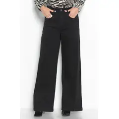 WADOS - JEANS MUJER PIERNA WIDE TIRO ALTO PRETINA BASICA UN BOTON