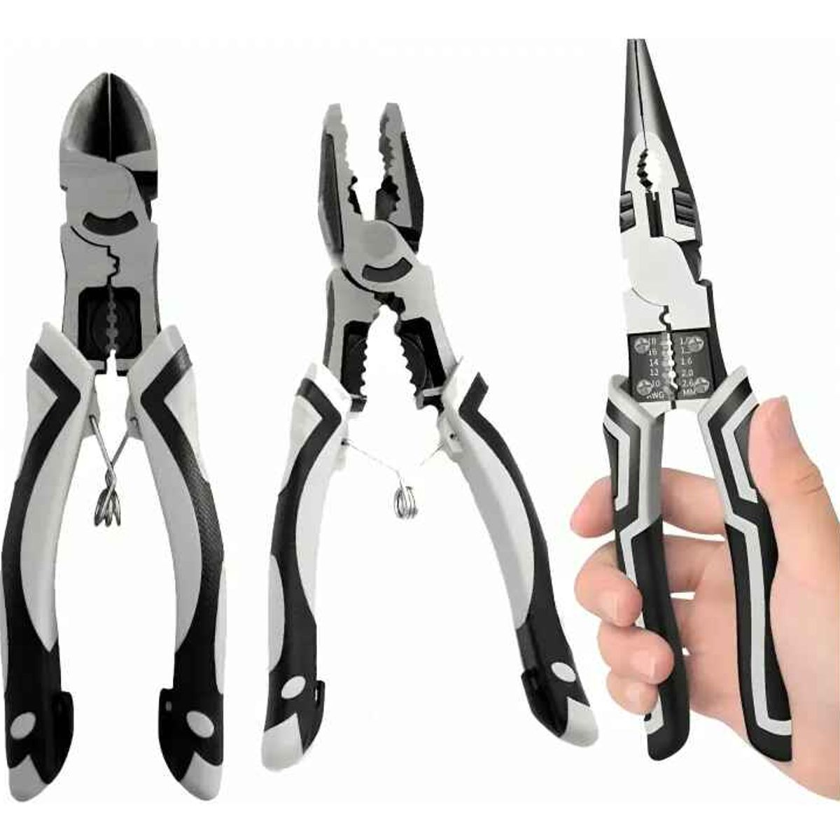 GENERICO - Set De 3 Alicates Professionales Aislados Cromo Vanadio pelacables multiusos
