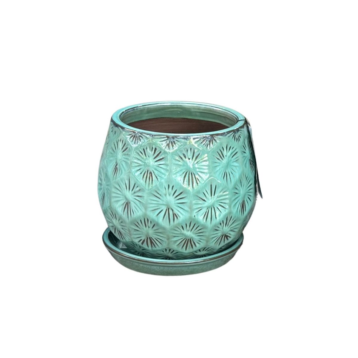 DEROMA - Maceta Patelle 26 Turquesa con plato