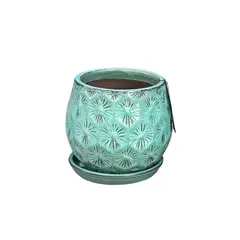 DEROMA - Maceta Patelle 26 Turquesa con plato