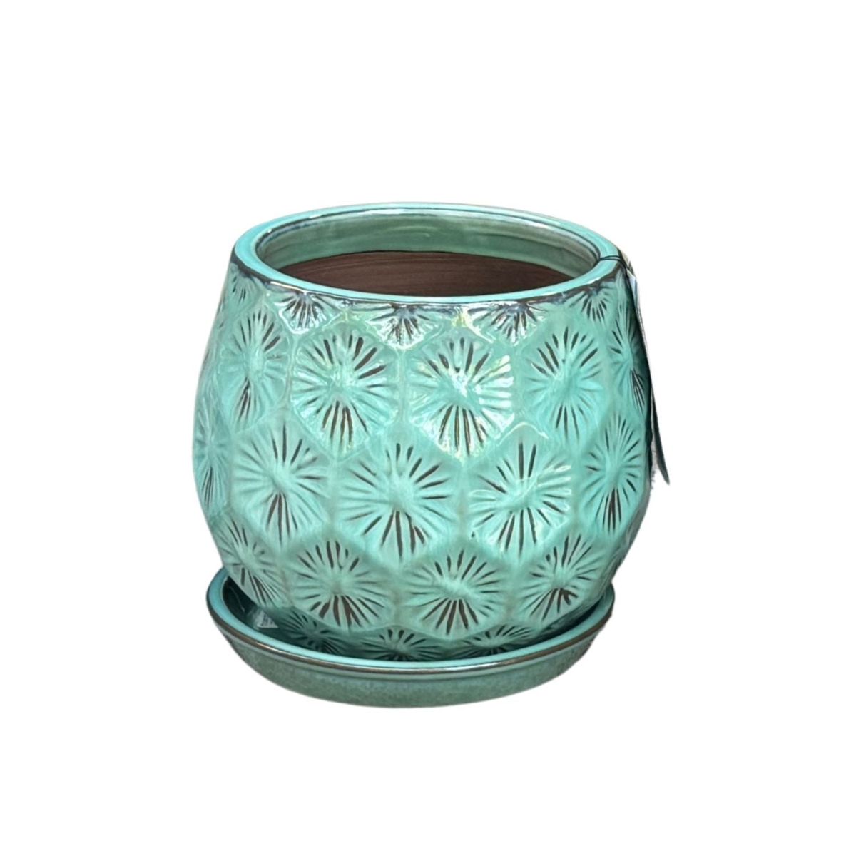 DEROMA - Maceta Patelle 38 Turquesa con plato