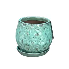 DEROMA - Maceta Patelle 38 Turquesa con plato