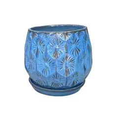 DEROMA - Maceta Patelle 38 Azul Egeo con plato