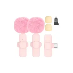 GENERICO - Micrófono Lavalier Inalámbrico Rosa iPhone, Android CIBERES