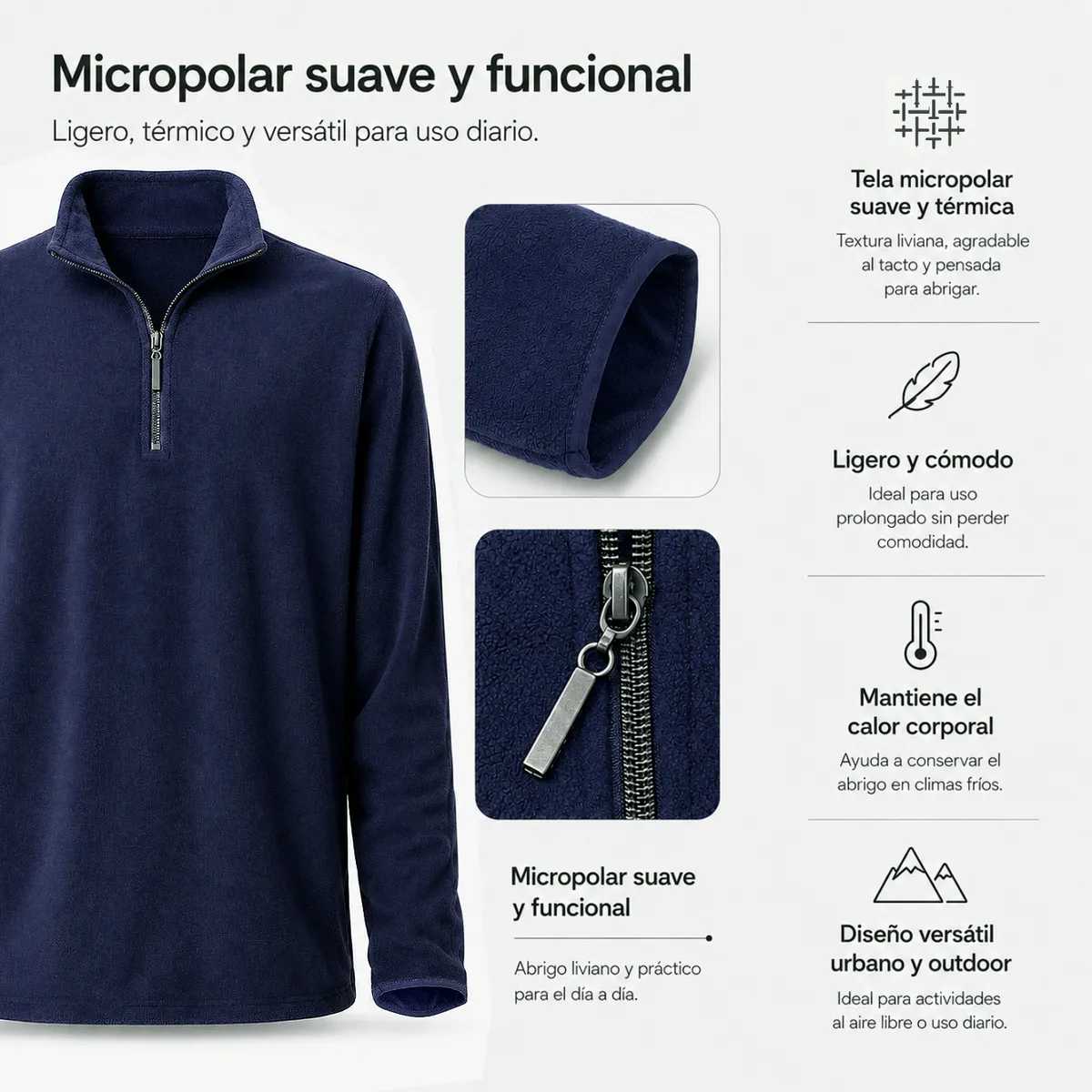 ROLY - Polera micropolar manga larga hombre