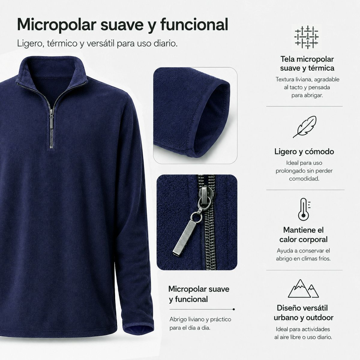 ROLY - Polera micropolar manga larga hombre