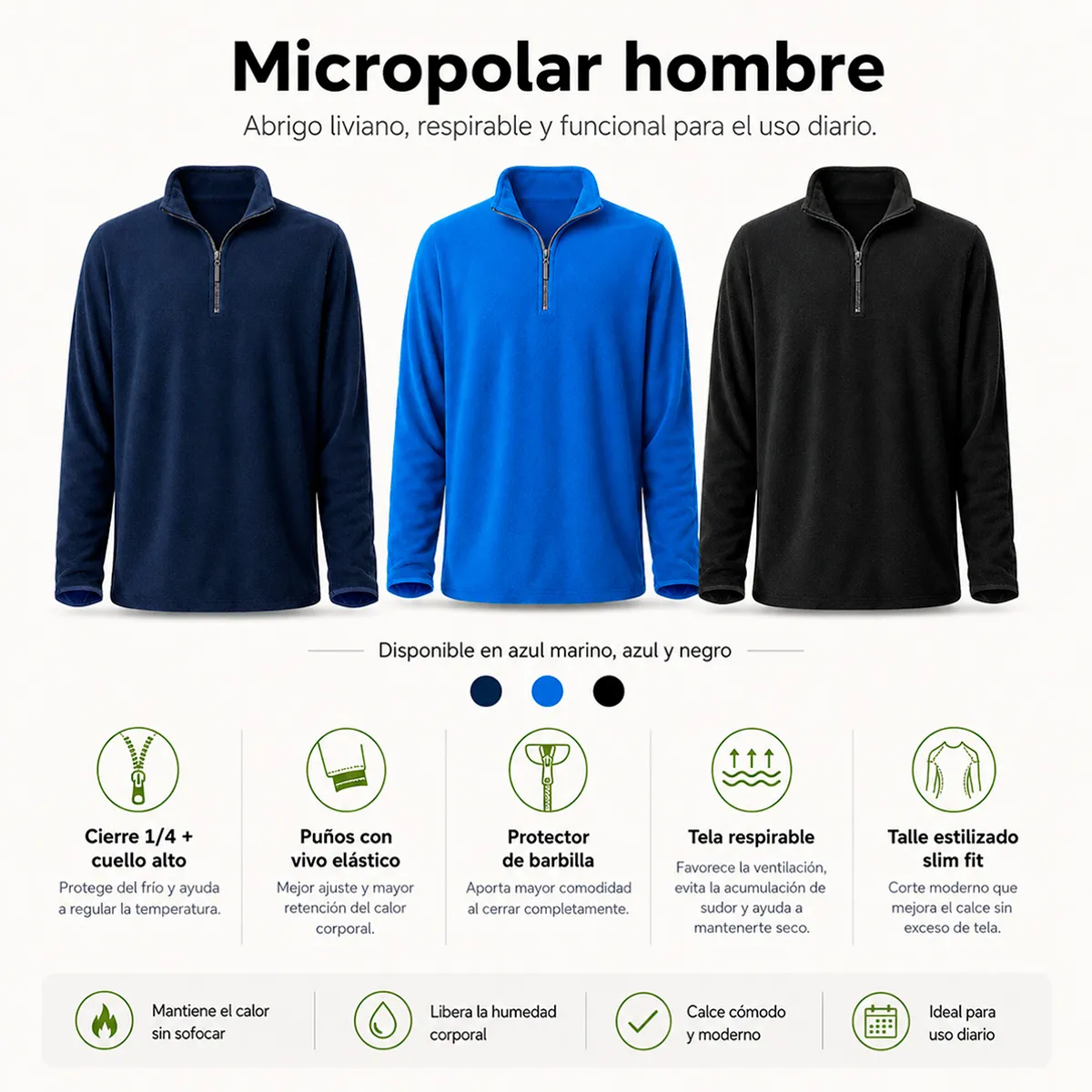 ROLY - Polera micropolar manga larga hombre