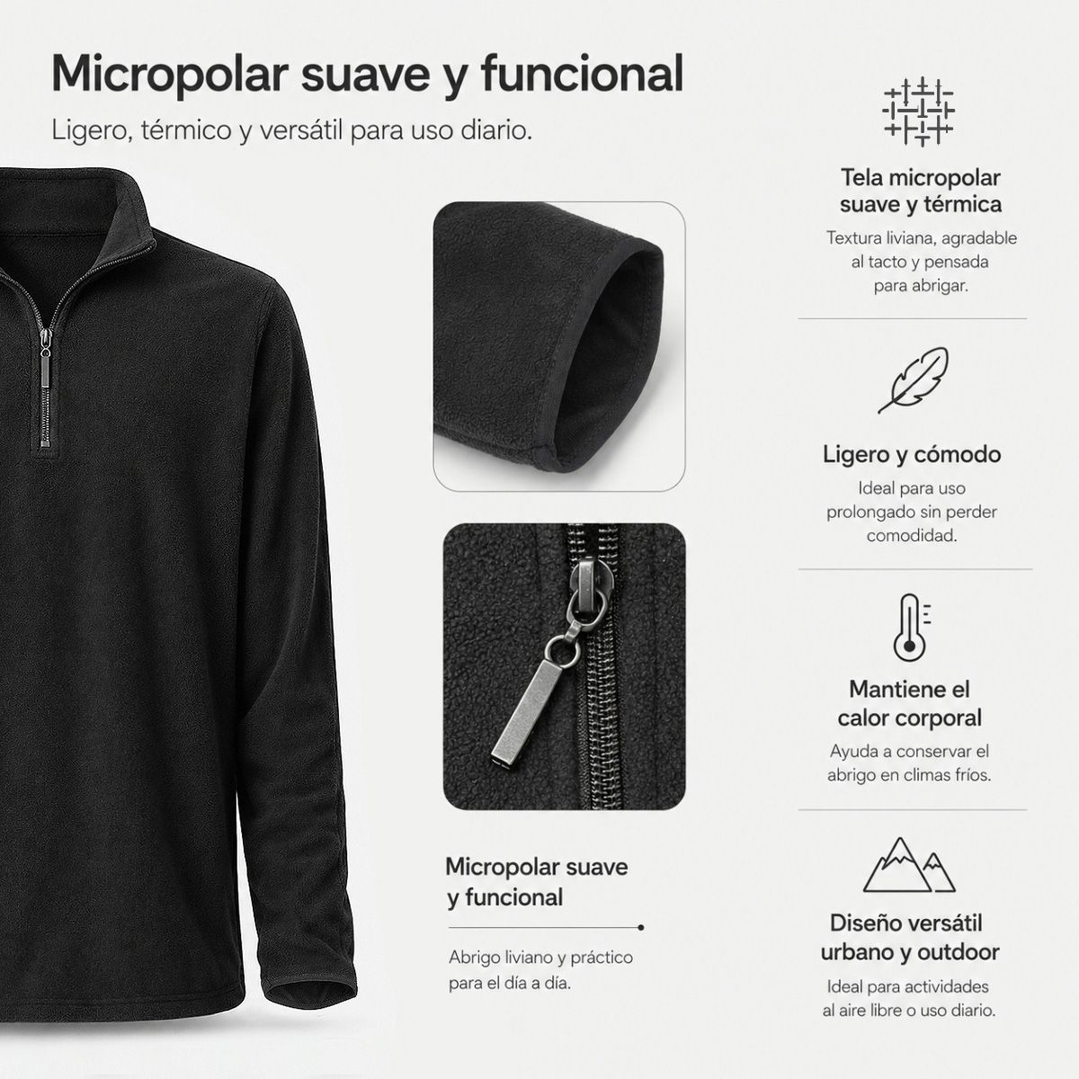 ROLY - Polera micropolar manga larga hombre