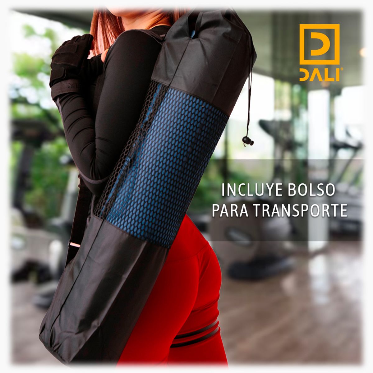 DALI - Mat de Yoga 8mm Antideslizante 183x60 cm con Bolso Color Negro