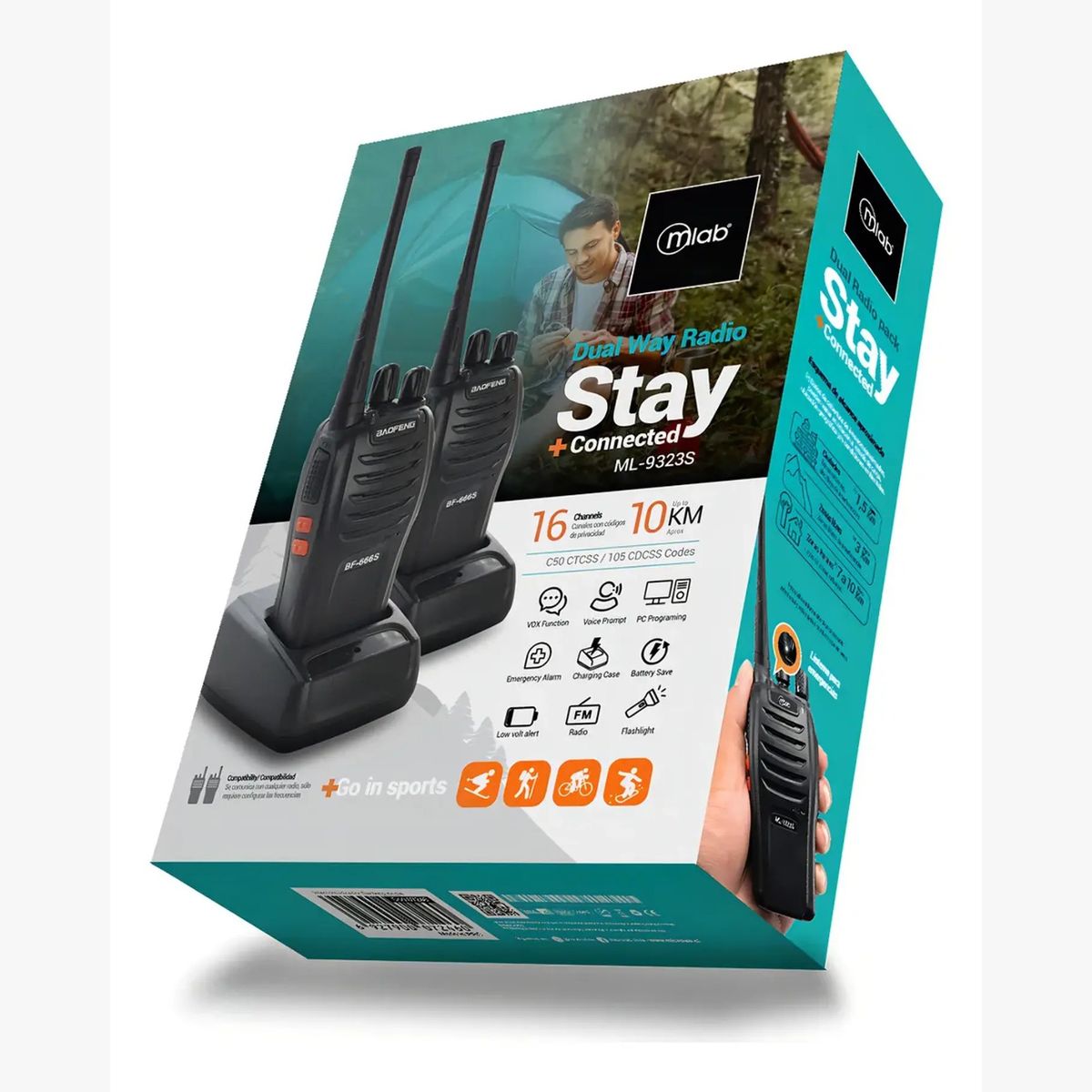 MLAB - Radio Intercomunicador Mlab Walkie-talkies Kit 2u Color Negro