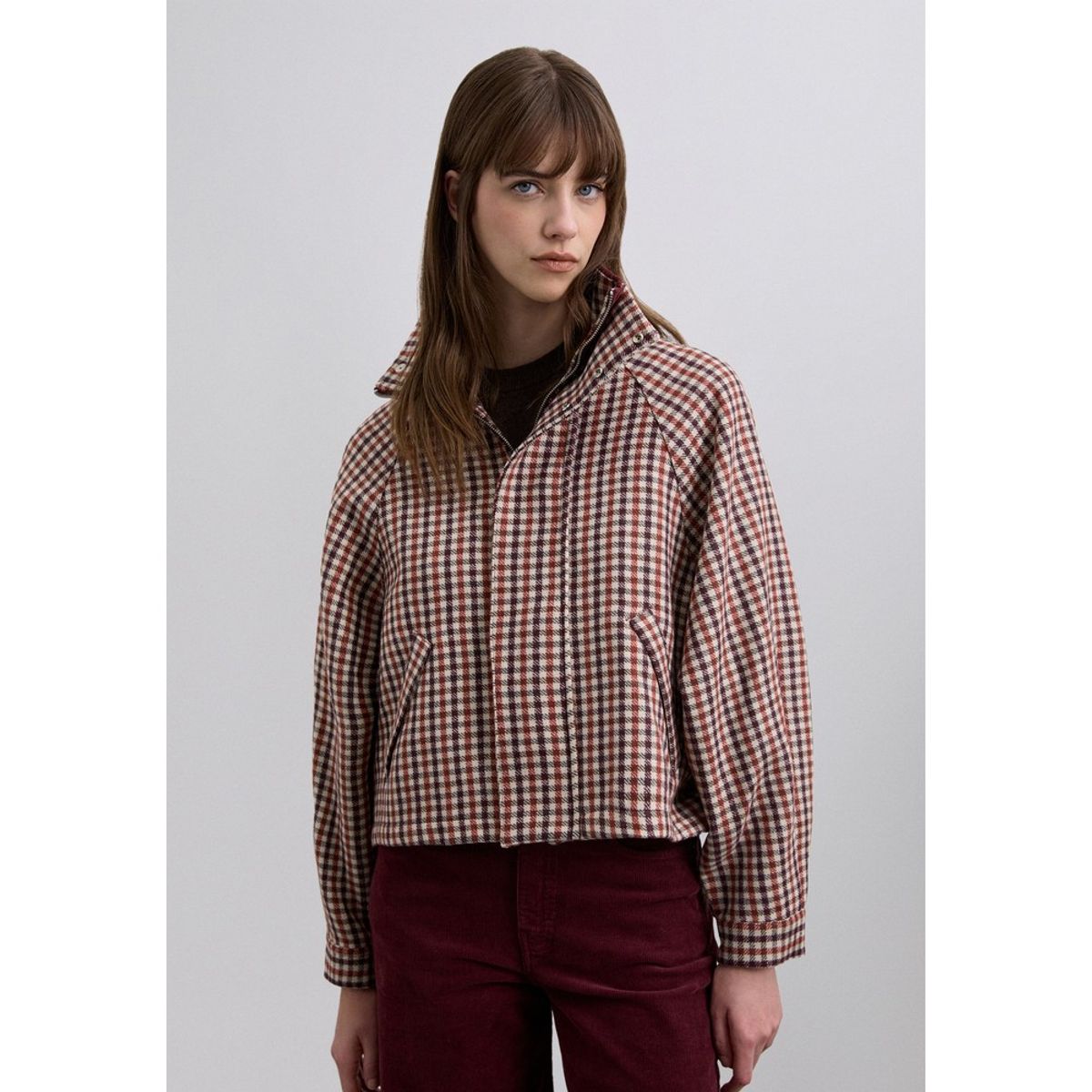 SCALPERS - Chaqueta Bomber Cuadros Cuello Pana