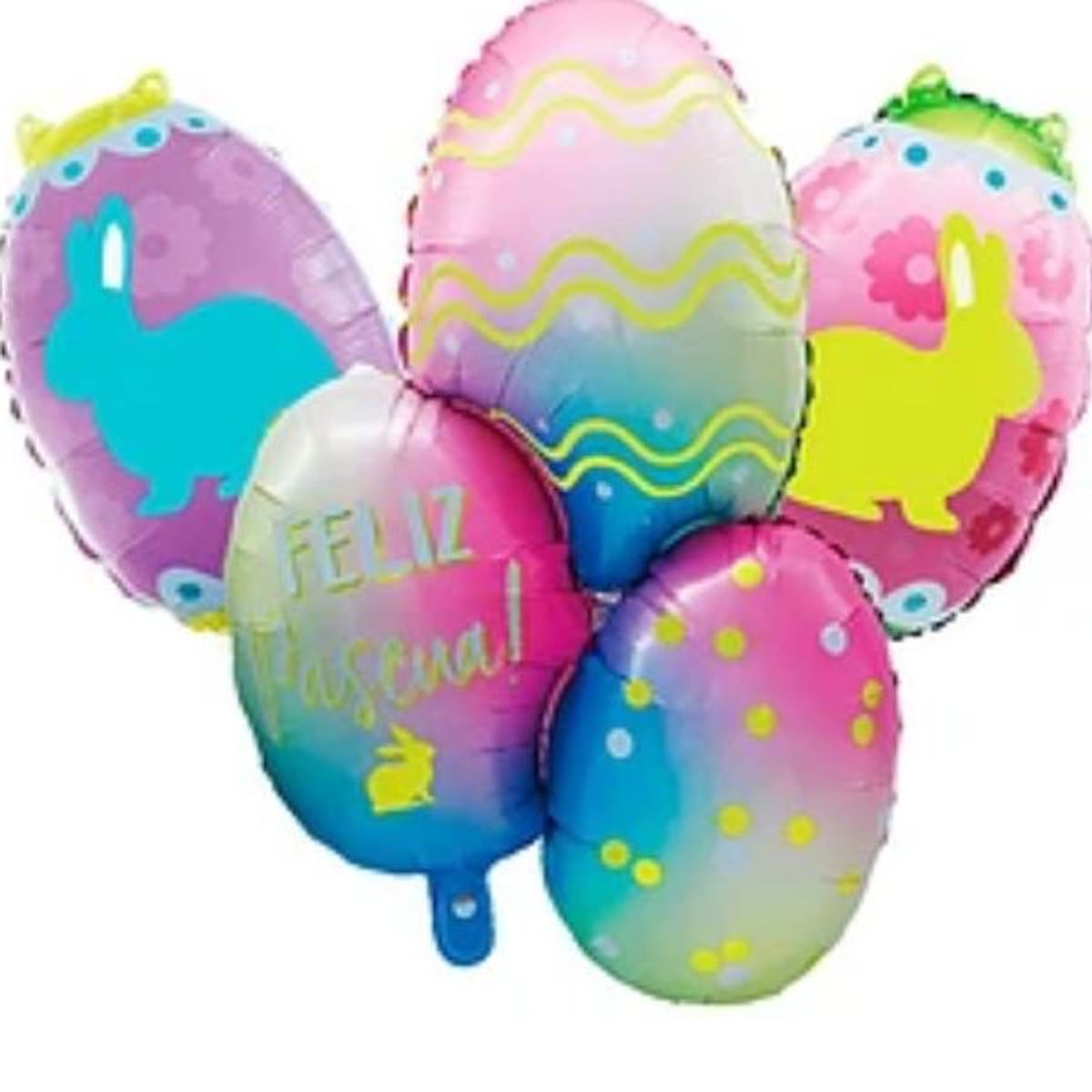 GENERICO - Set de globos metalicos huevos feliz pascua 3pcs