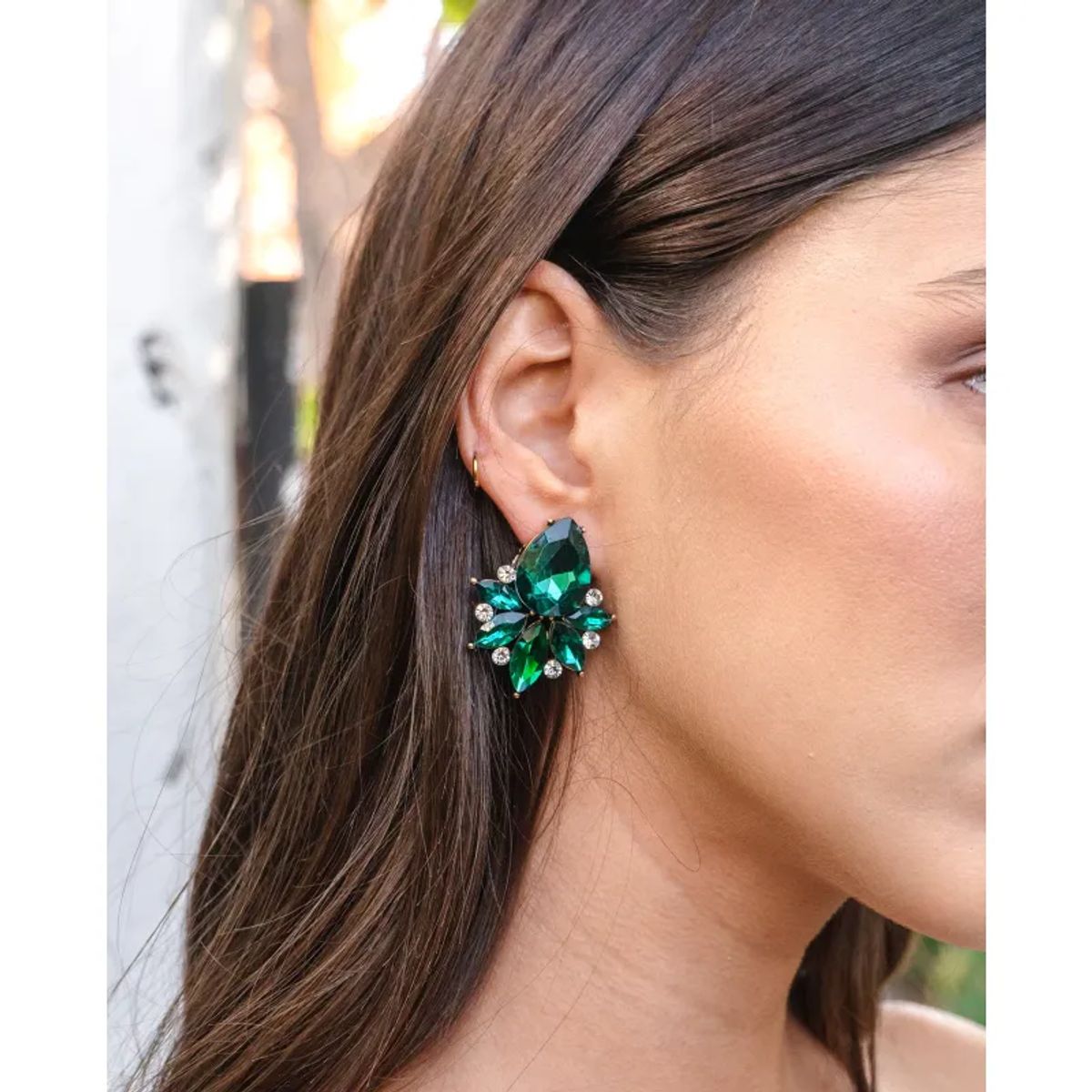 MI PLACARD - AROS EMMA GOTA PIEDRAS 
Y STRASS VERDE U