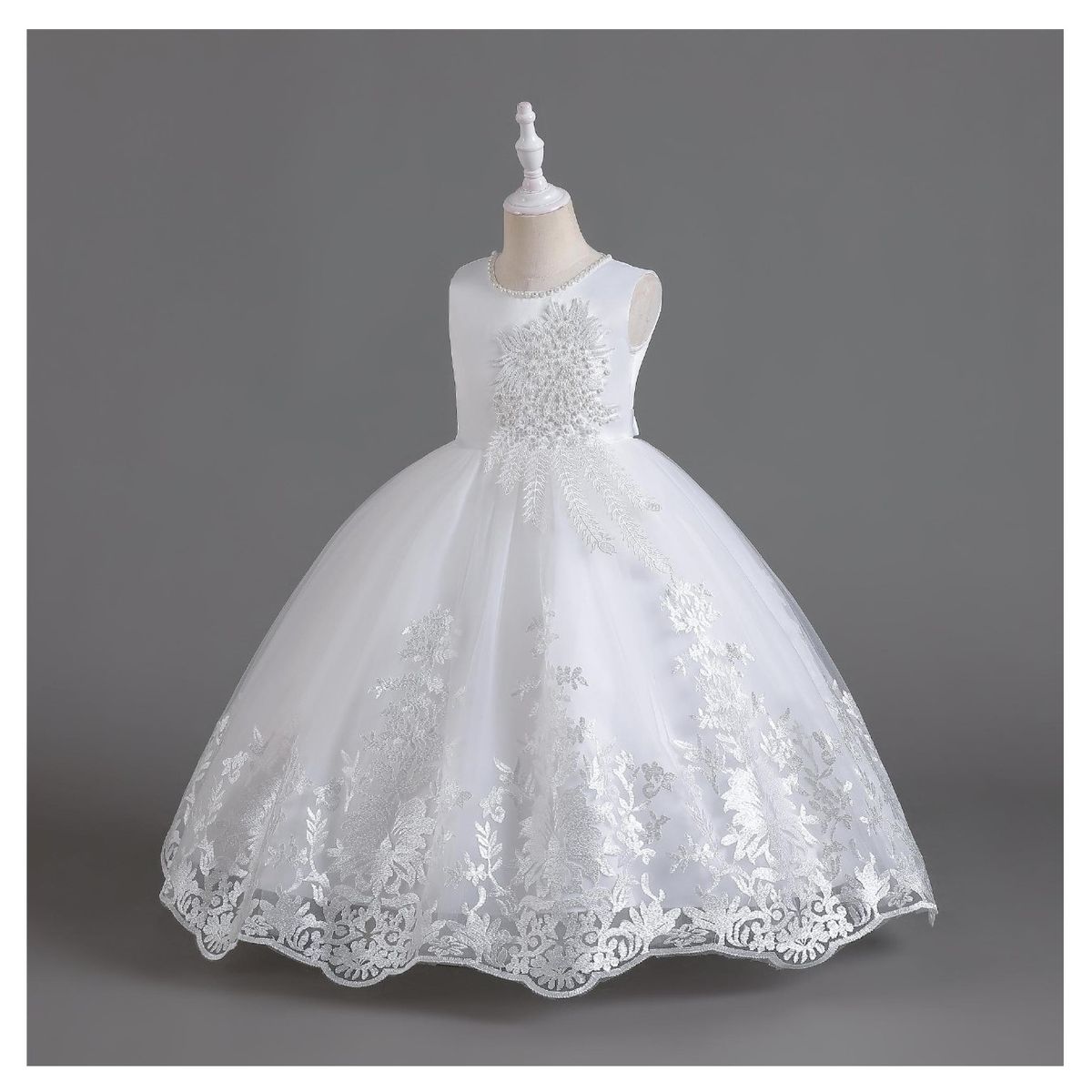 ALMA & DECO - Vestido Bautizo Paje Fiesta Modelo Marina Blanco con Lazo Ajustable