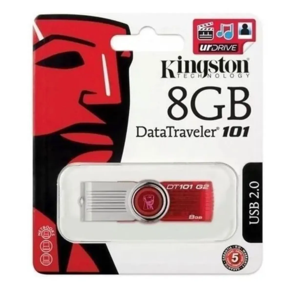 GENERICO - Pendrive DataTraveler 101 G2 DT101G2 8GB 2.0 rojo