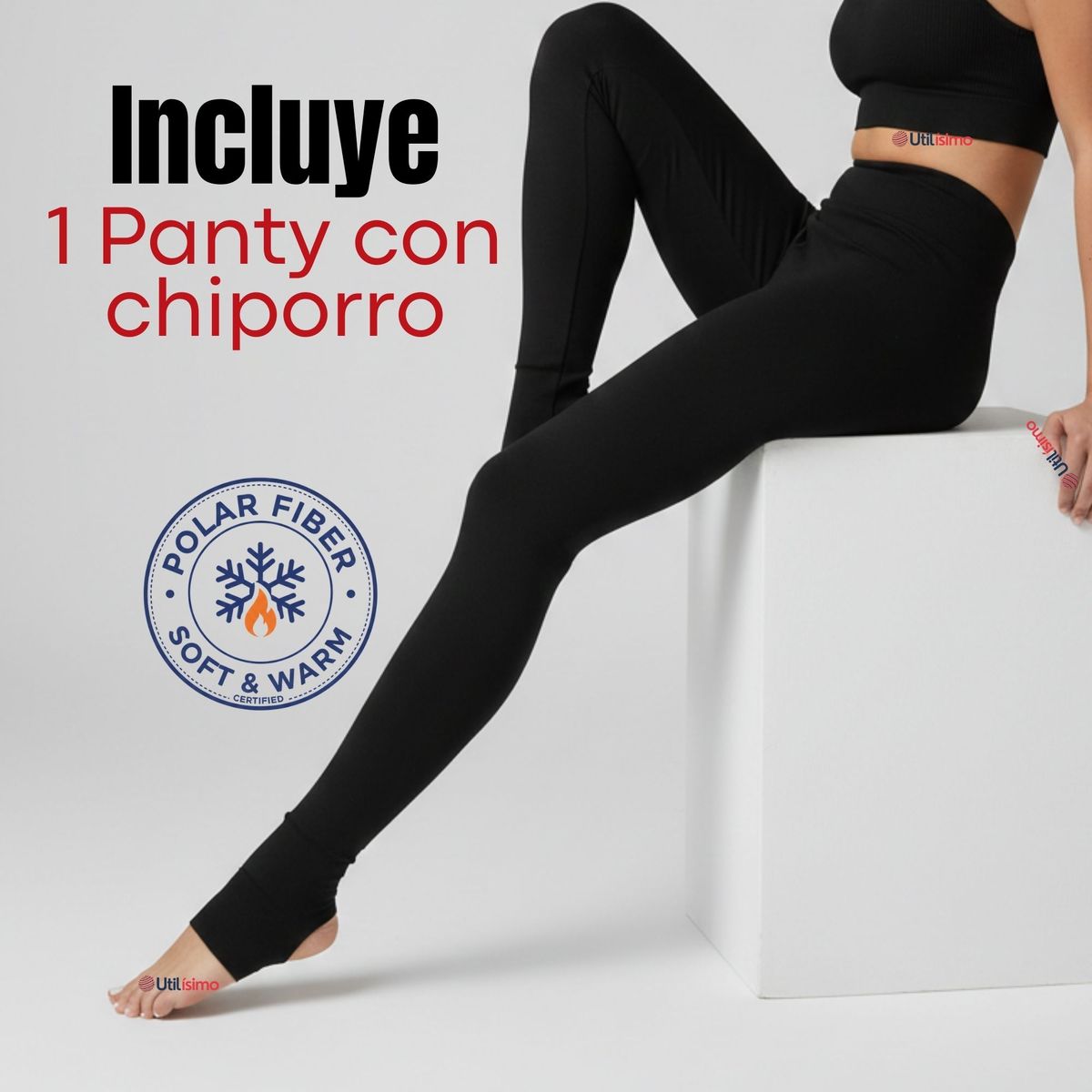 UTILISIMO - Calza Mujer Panty Con Polar Térmica Negra Chiporro