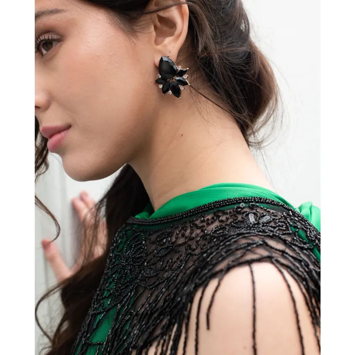 MI PLACARD - Aros Emma Gota Piedras y Strass Negro