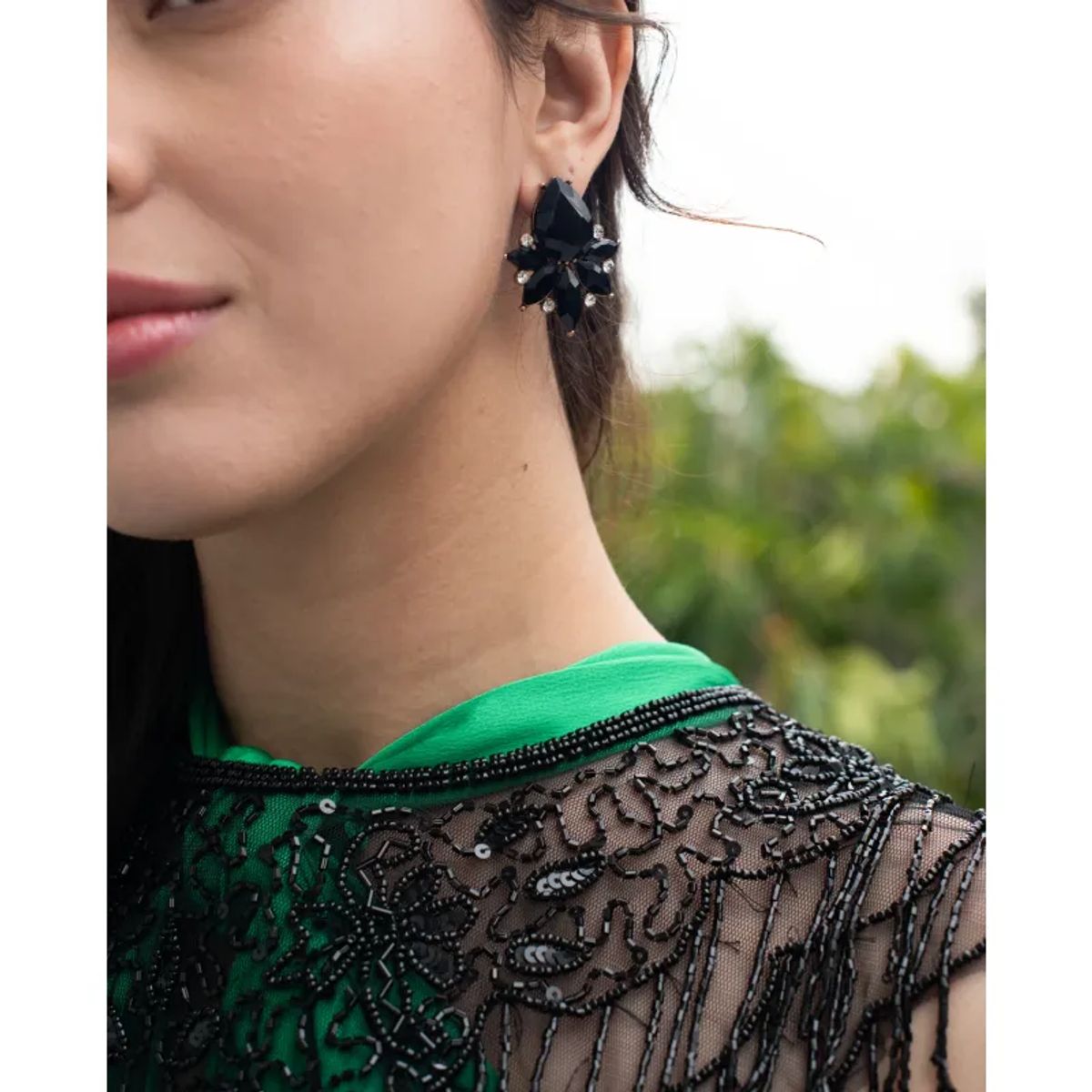 MI PLACARD - Aros Emma Gota Piedras y Strass Negro