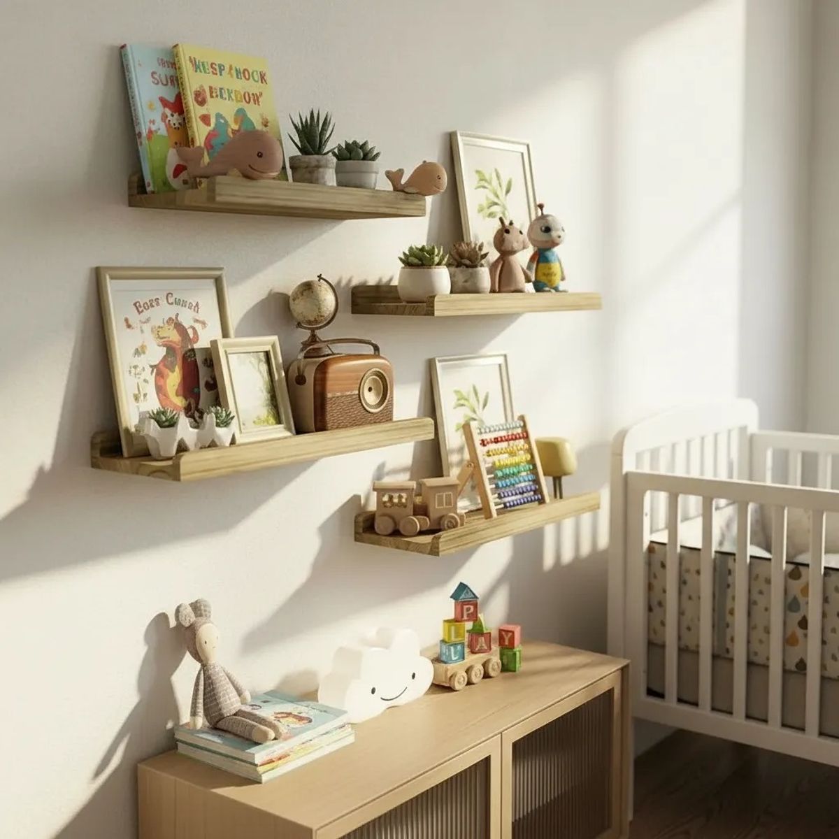 RAGNAR - Repisas Flotantes Para Niños De Madera Modernas Set De 4