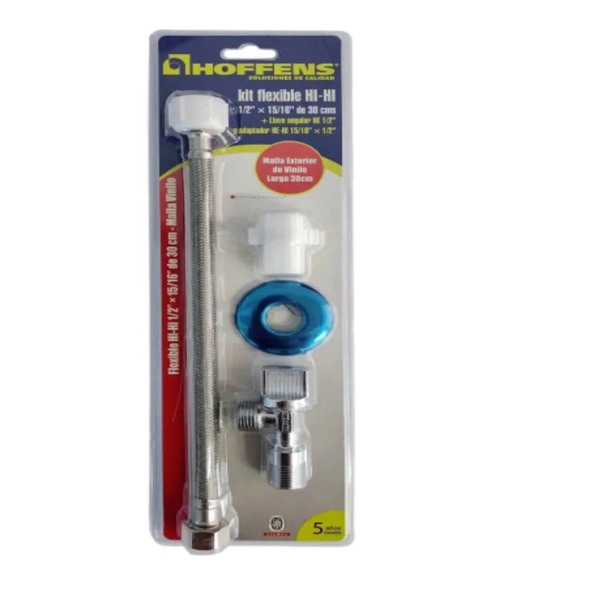 HOFFENS - Kit Llave Angular Laton + Flexible Vinilo 30cm Wc Hoffens