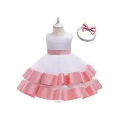 ALMA & DECO - Vestido Bautizo Paje Fiesta Modelo Isabel Palo Rosa Diadema Regalo