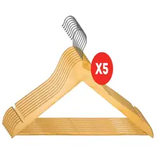 GENERICO - Pack X5 Set 8 Colgadores De Madera 40 Uni Ganchos Perchas