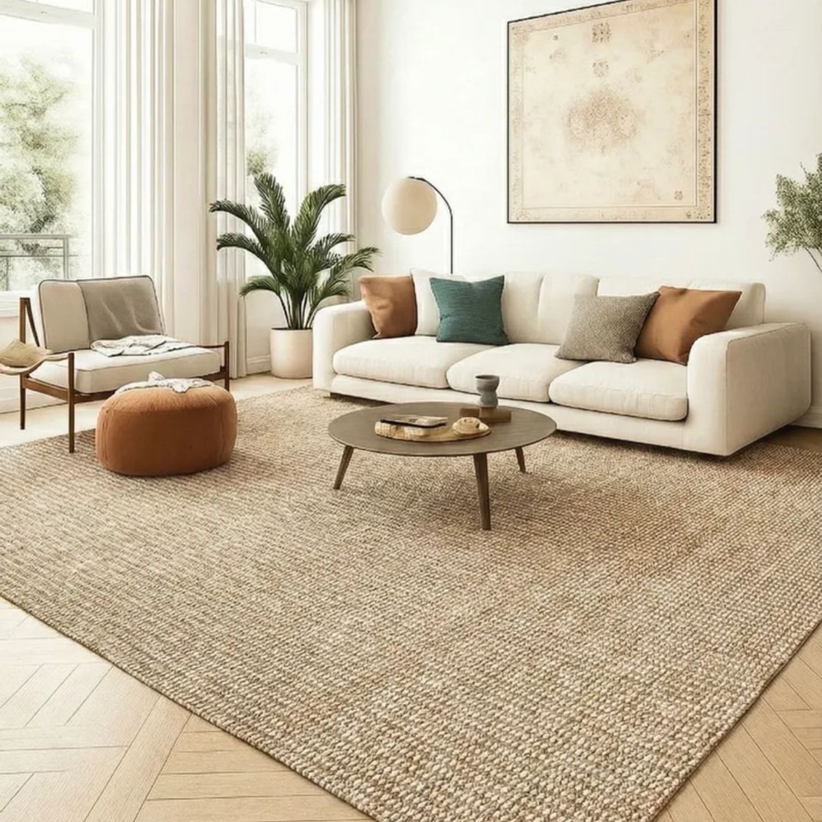 GENERICO - Alfombra Estilo Yute Tejida Para Living Resistente Mascotas 160x230cm BEIGE