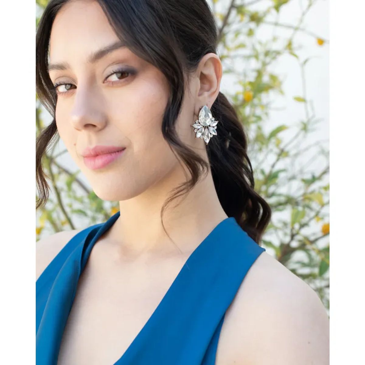 MI PLACARD - Aros Emma Gota Piedras y Strass Plateado