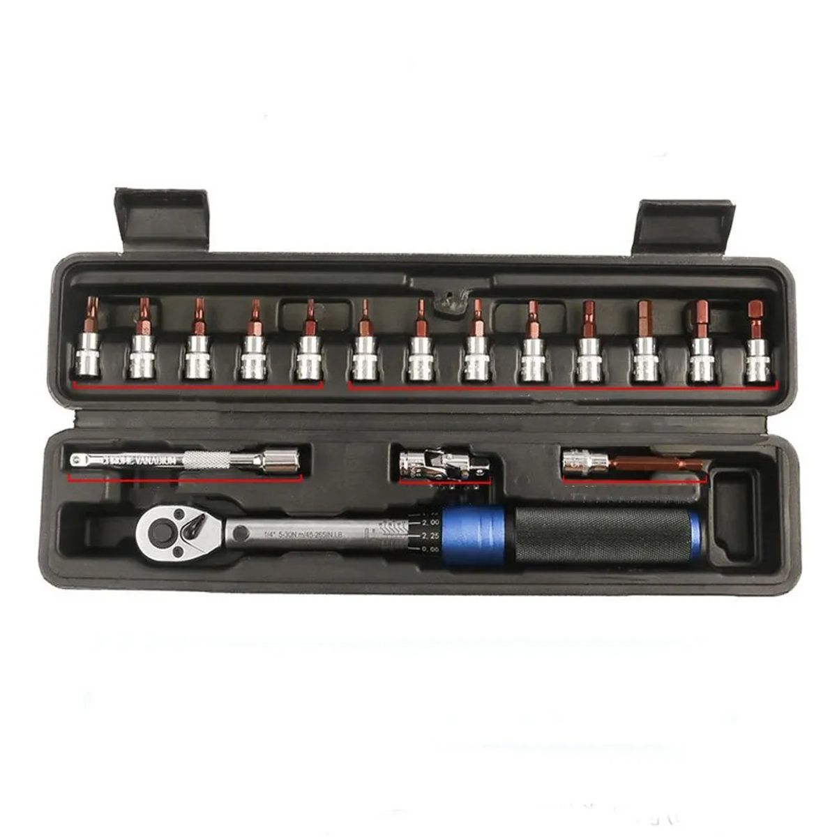 GENERICO - Llave De Torque Profesional 14 Pulgada 5 A 30nm - 18 Piezas