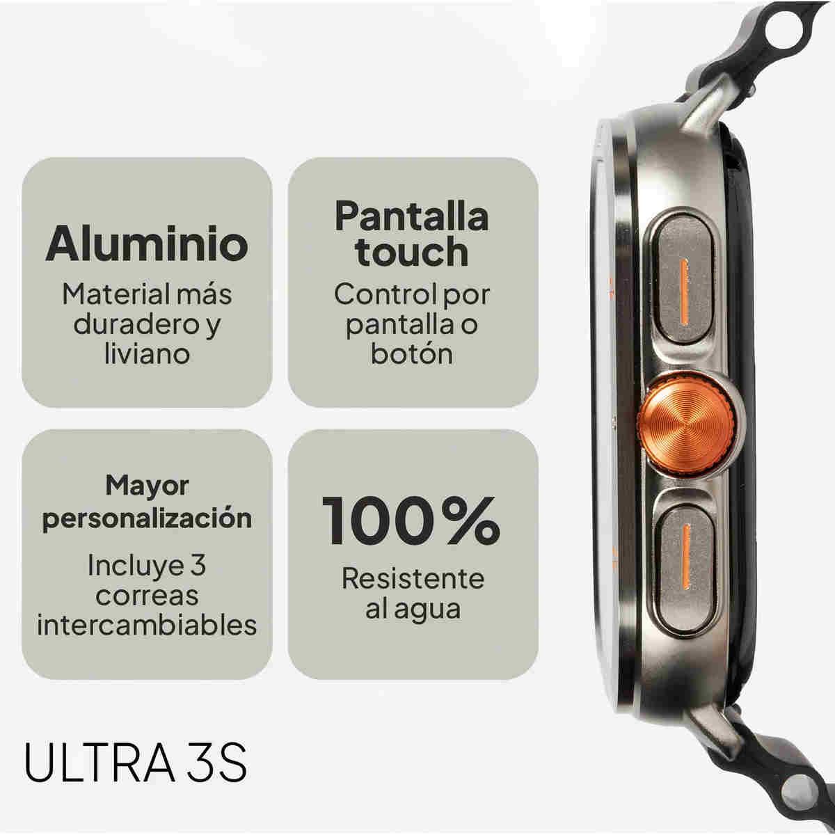 GENERICO - Smartwatch Reloj Inteligente Hombre Mujer ULTRA 3S Pantalla Amoled Correas Extra BELUG