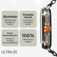 GENERICO - Smartwatch Reloj Inteligente Hombre Mujer ULTRA 3S Pantalla Amoled Correas Extra BELUG
