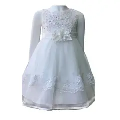 ALMA & DECO - Vestido Bautizo Paje Fiesta Modelo Florencia Blanco con Lazo Ajustable