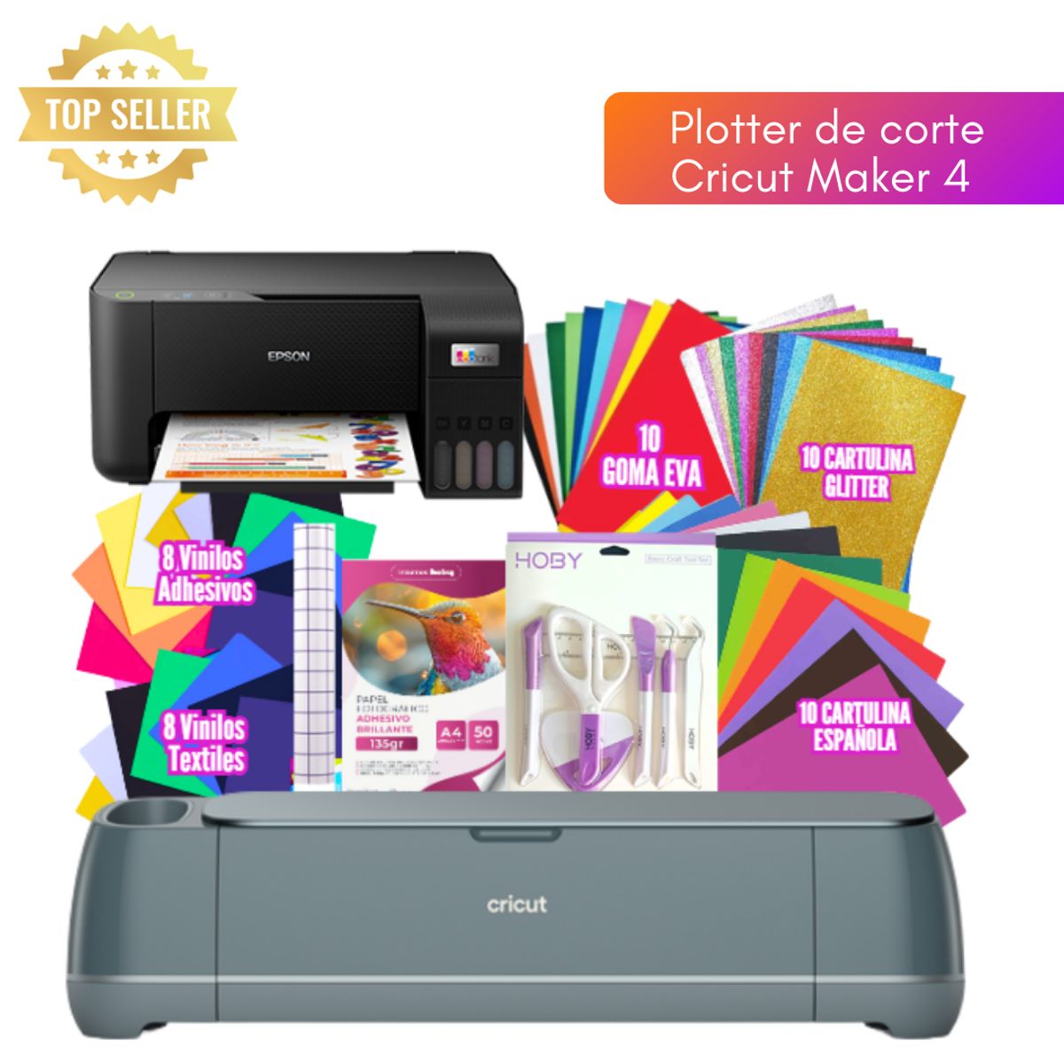 SILHOUETTE - PLOTTER CRICUT MAKER 4 VERDE + IMPRESORA EPSON CC84