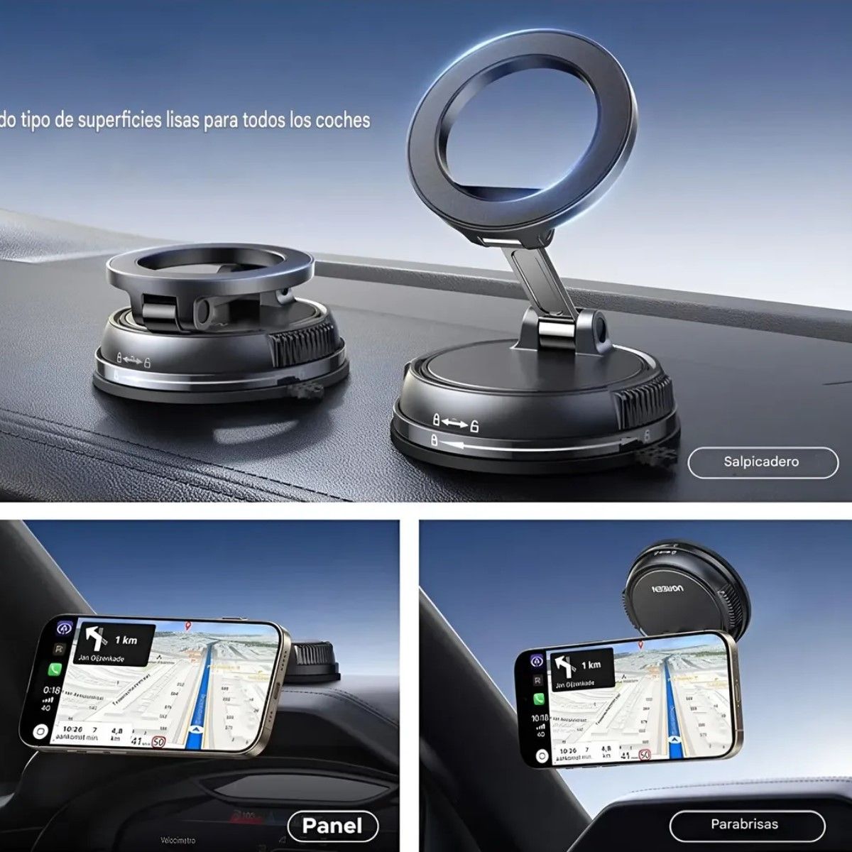 GENERICO - Soporte Magnético Magsafe Para Celular Auto Iphone Android Negro BELUG