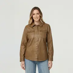 LINEATRE - Camisa Mujer Emilia Relaxed Cuello Tipo Camisa Manga Tipo Camisa Chocolate