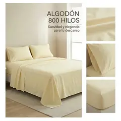 ARMONIA - Juego De Sabanas Algodon 800 Hilos Crema 3,0 Plazas