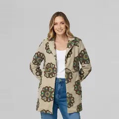 LINEATRE - Abrigo Mujer Pilar Regular Manga Suelta Beige