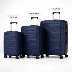 SPACE HOME - Juego De Maletas Rígidas Duraline Azul 3 Piezas 20 24 28 Pp